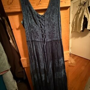 Scully Deep Blue Lace-Up Maxi Dress